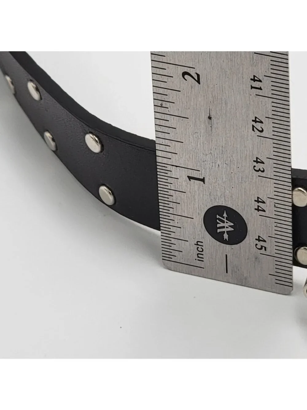 Western-Style Black Leather Belt With Dual Ornate Silver Buckles & Stud Details